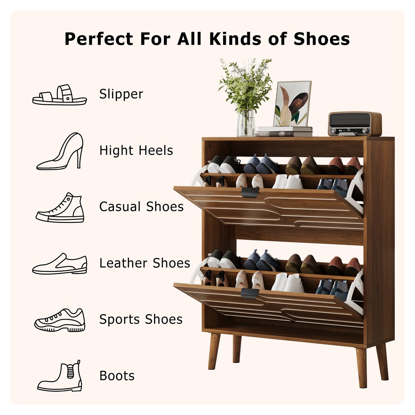 Medieval - Independent Shoe Cabinet With 2 Flip Drawers