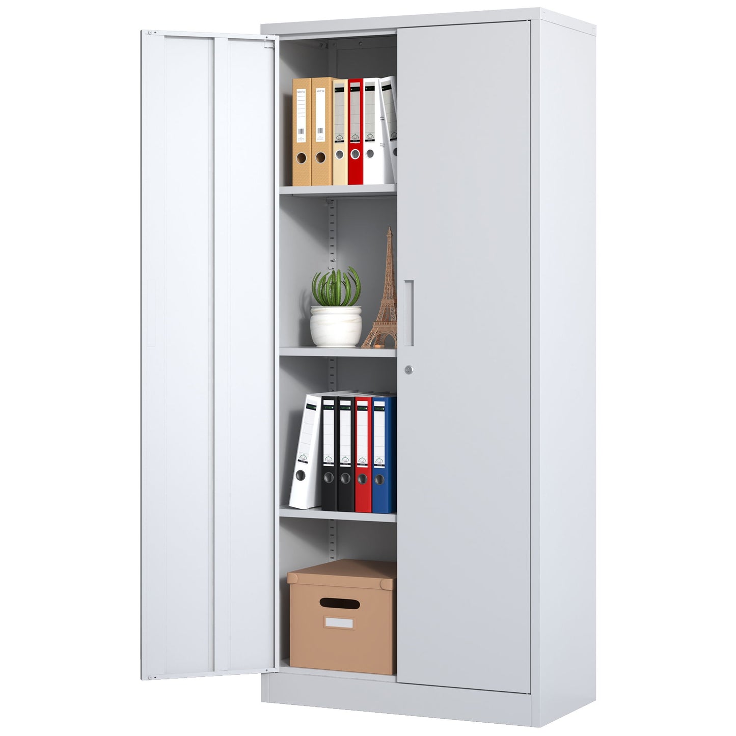 Heavy Metal Garage Storage Cabinet With Locking Doors, Steel, Adjustable Shelves