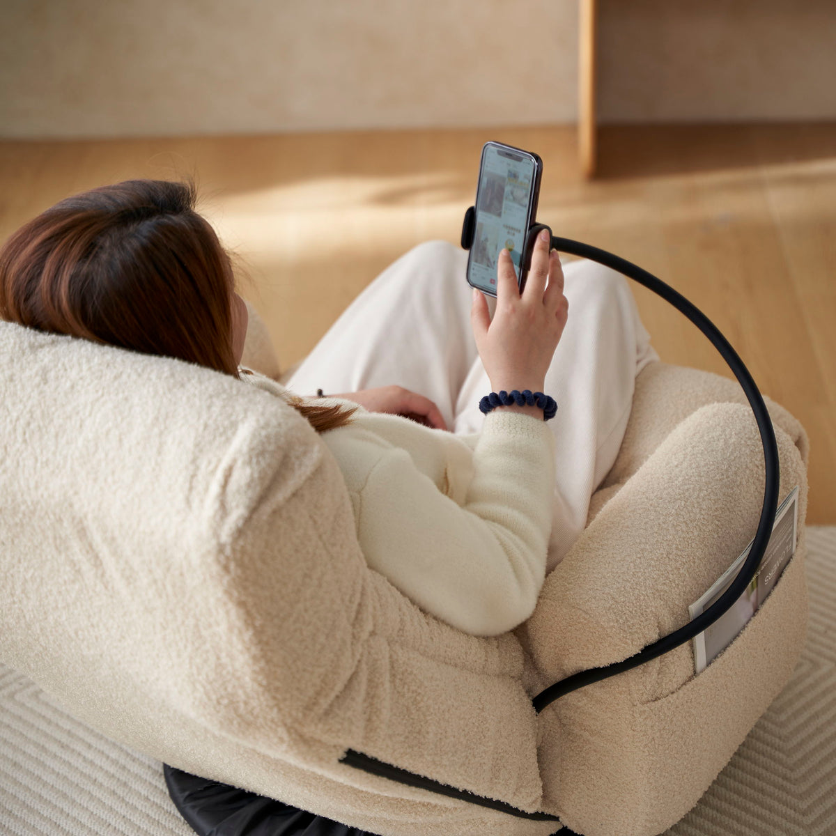 Adjustable Swivel Lounge Chair With 360 Degree Rotating Seat And Headrest Support