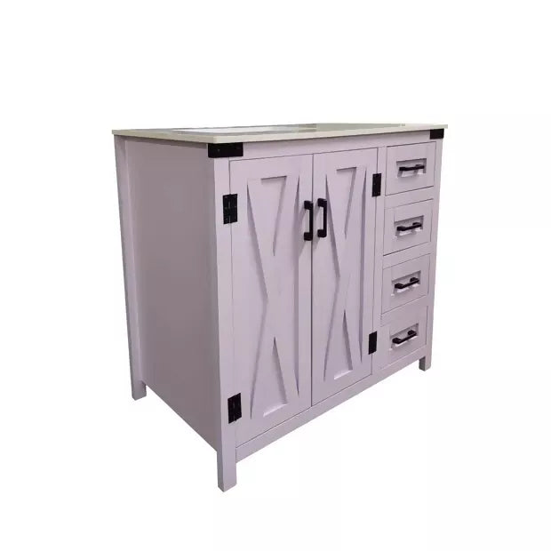 Salerno 36" W x 21.5" D x 33.5" H White Lilac Vanity with Cultured Marble Vanity Top and Mirror