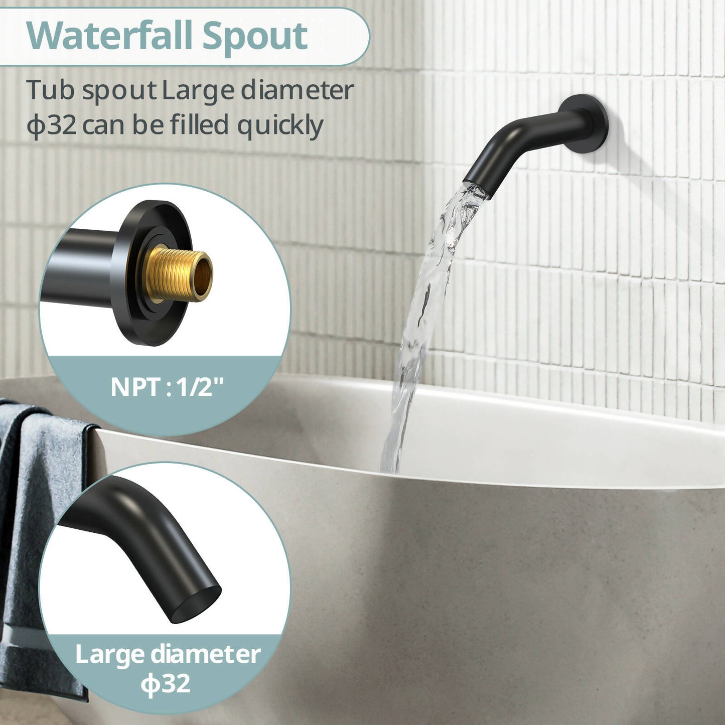 ThermaGlow Collection EVERSTEIN LED Shower Head Faucet Set with Rough-in Valve