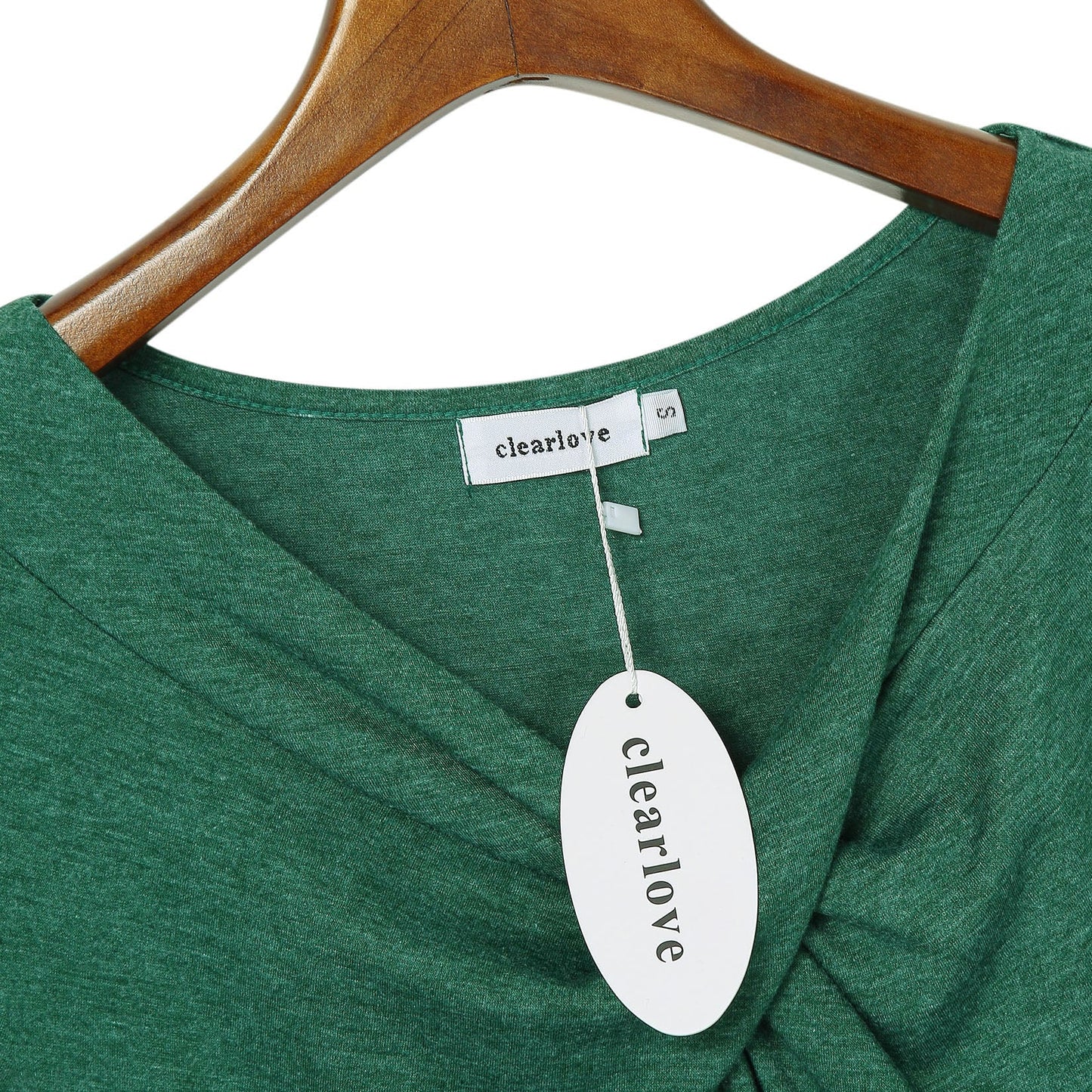 CLEARLOVE knot hem tops for women V Neck Blouse Green