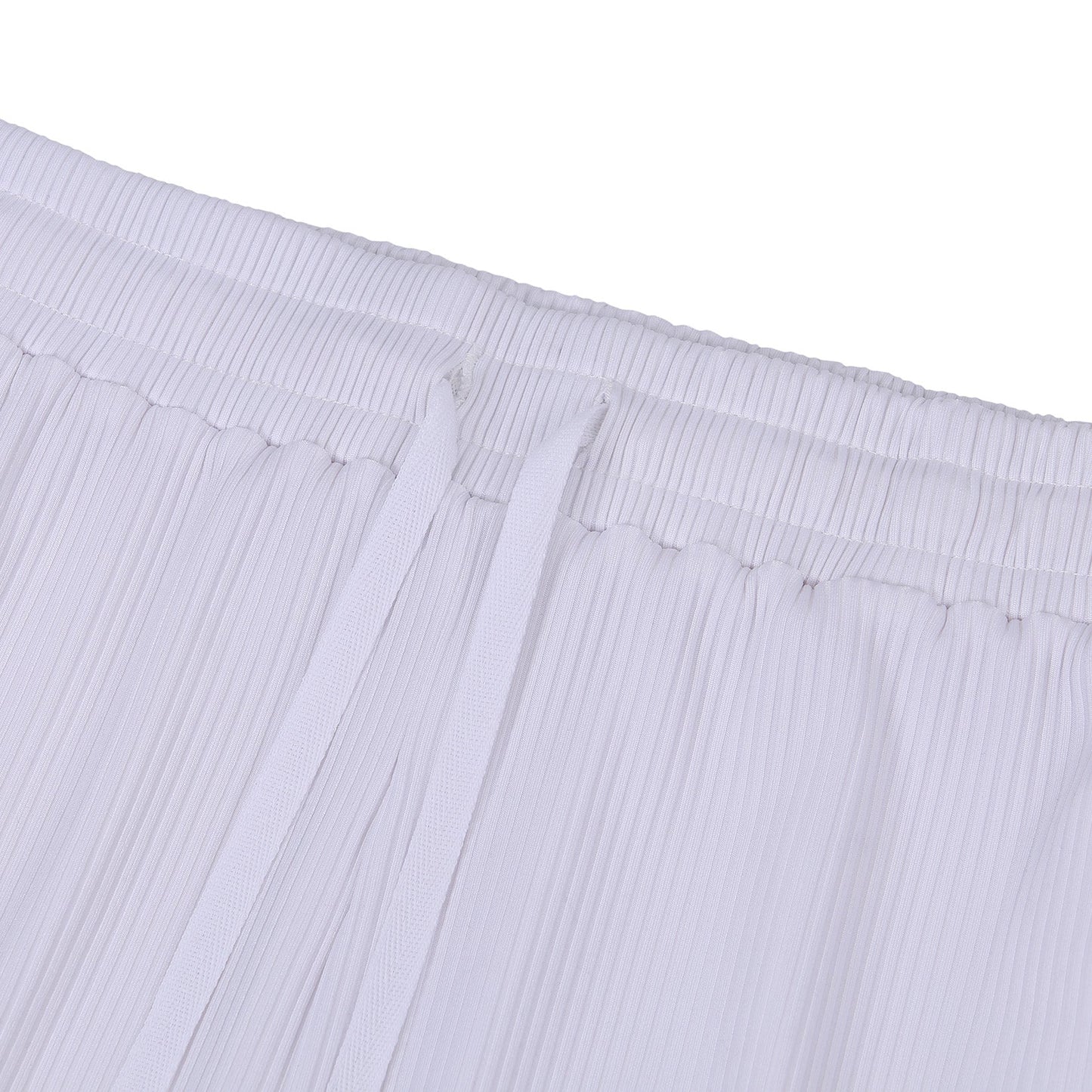 CLEARLOVE Women's Ribbed Elastic Drawstring Beach Shorts Beige