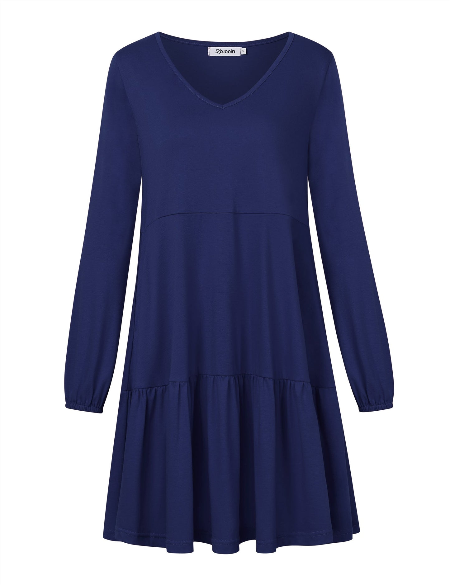 YESFASHION Women's V Neck Layered Dress Long Sleeve Dress