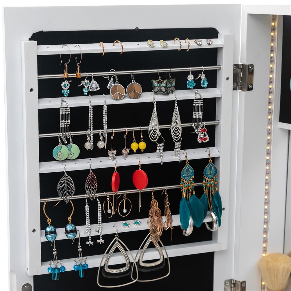 AMYOVE Wooden Jewelry Storage Mirror Cabinet Wall Hanging Shelf - Brown