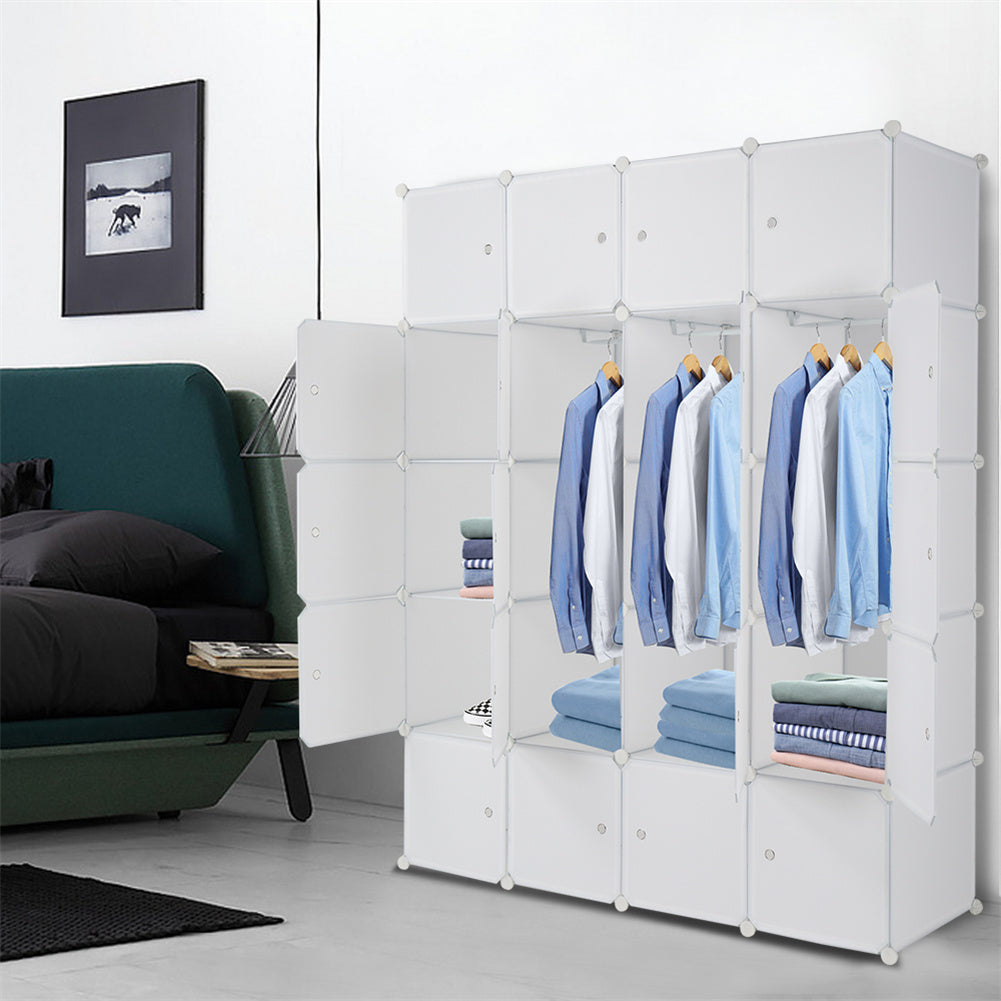 AMYOVE 5-layers 20-grids Modular Closet Cabinet Storage Shelves Cube Organizer White