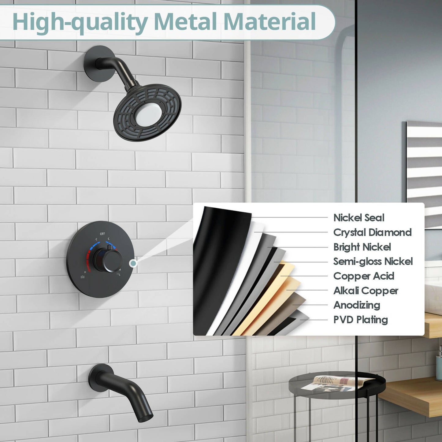 ThermaGlow Collection EVERSTEIN LED Shower Head Faucet Set with Rough-in Valve