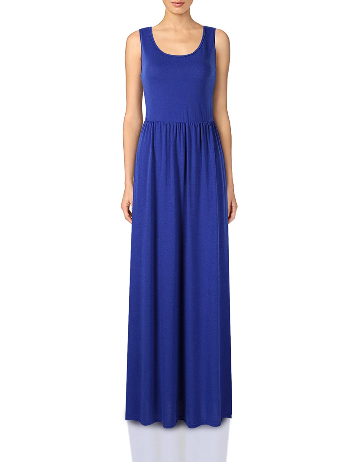 Sleeveless Dress for Women,Crew Neck Pocket Ruched Maxi Summer Dress