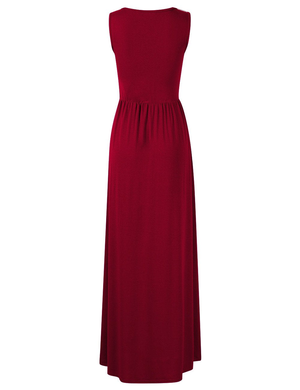 Sleeveless Dress for Women,Crew Neck Pocket Ruched Maxi Summer Dress