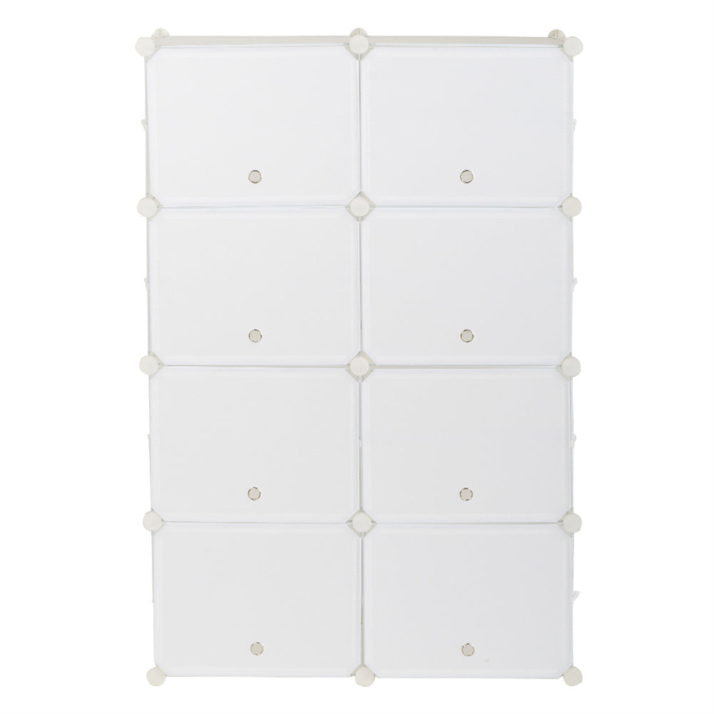 RONSHIN 2 Rows 7-tier 14 Grids Shoe Rack Organizer 40x30cm Cube Shoe Cabinet 72x32x122cm White