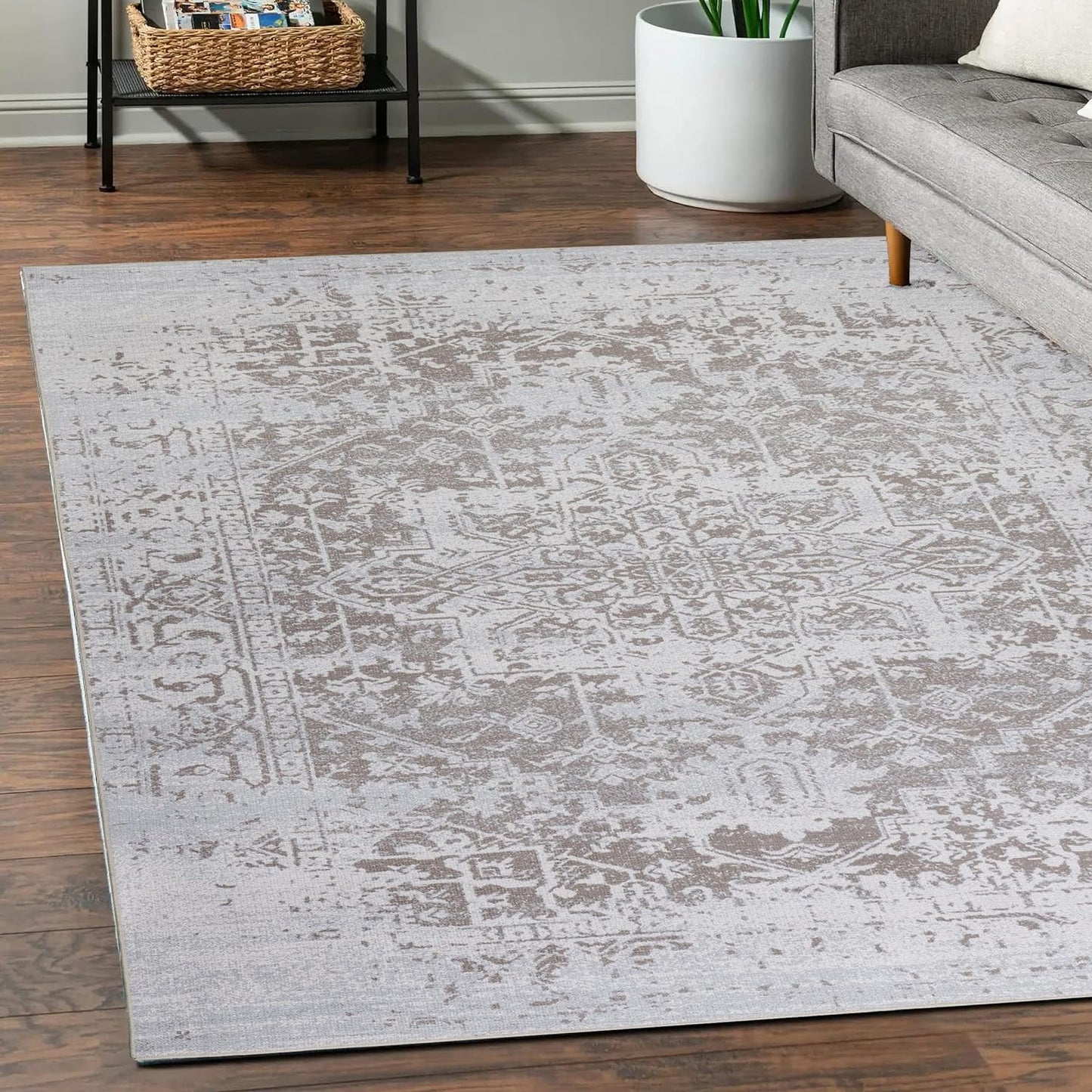 Playa Rug Machine Washable Area Rug With Non Slip Backing - Stain Resistant - Eco Friendly - Family and Pet Friendly - Himalayas Traditional Floral Abstract Beige&Creme Design 5'8''x9'