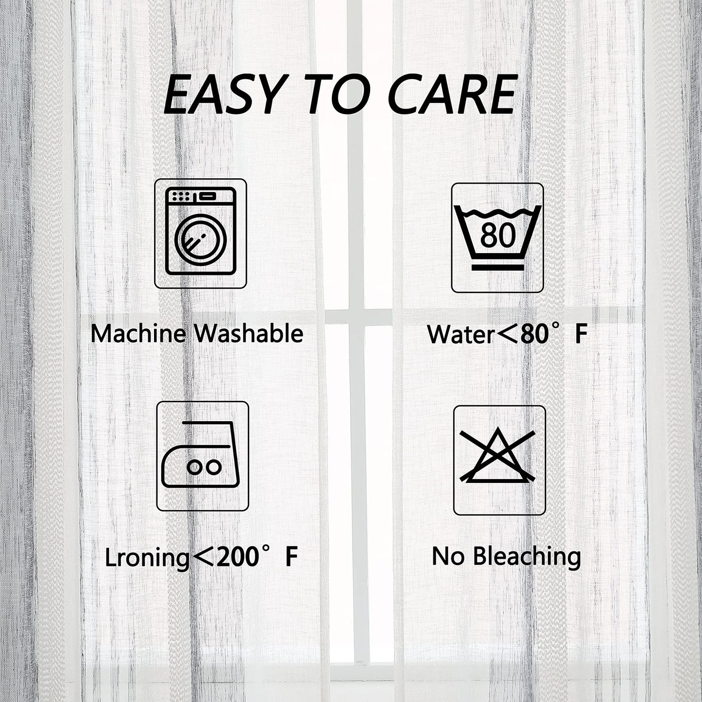 CAROMIO 52"W Sheer Curtains for Living Room Bedroom Dark Grey 52"W x95"L