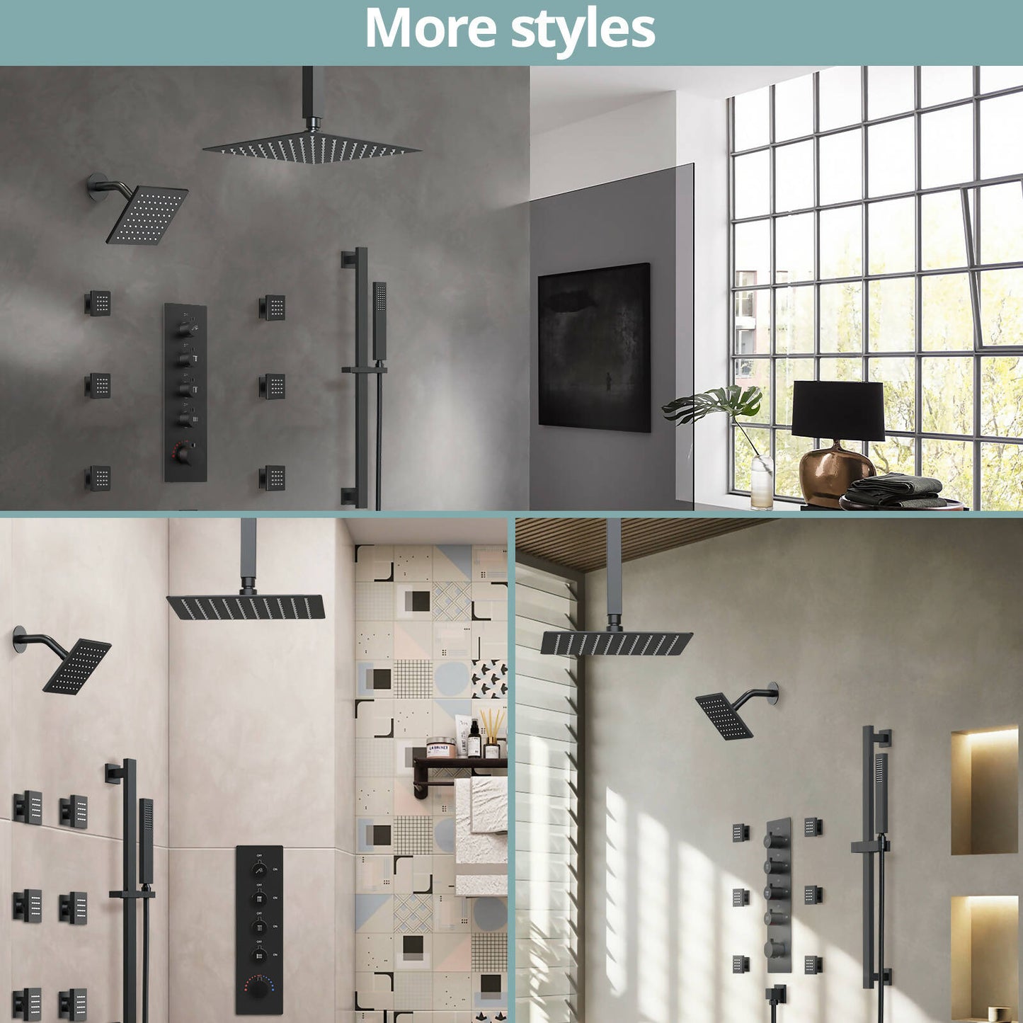 DualJetSpa 16" High-Pressure Rainfall Shower Faucet, Celling Mount, Rough in-Valve, 2.5 GPM