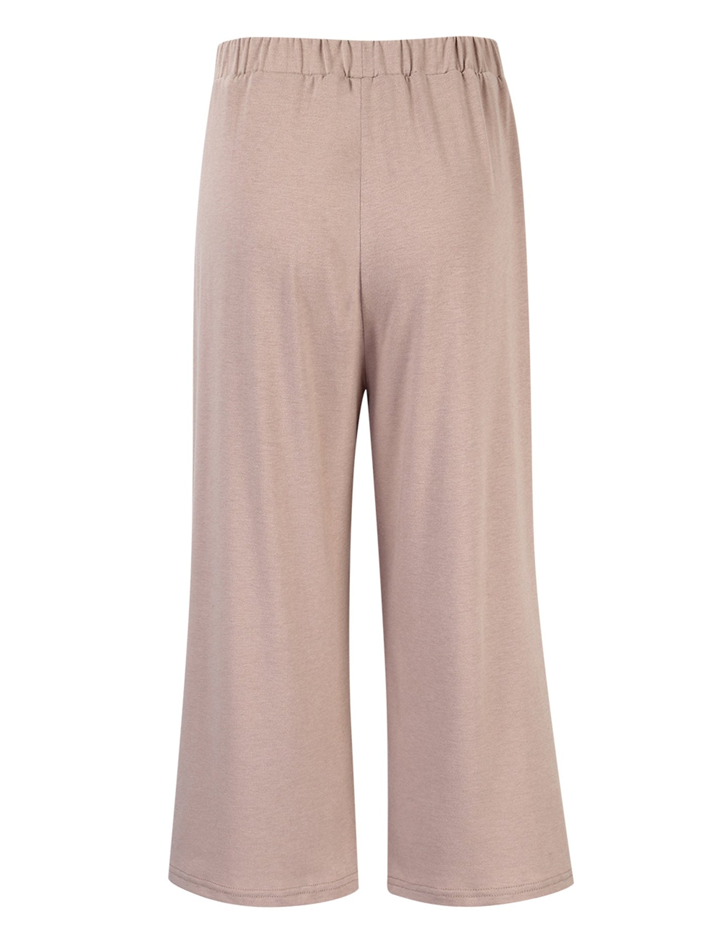 GLORYSUNSHINE Women's Elastic Waist Solid Wide Leg Pants Khaki