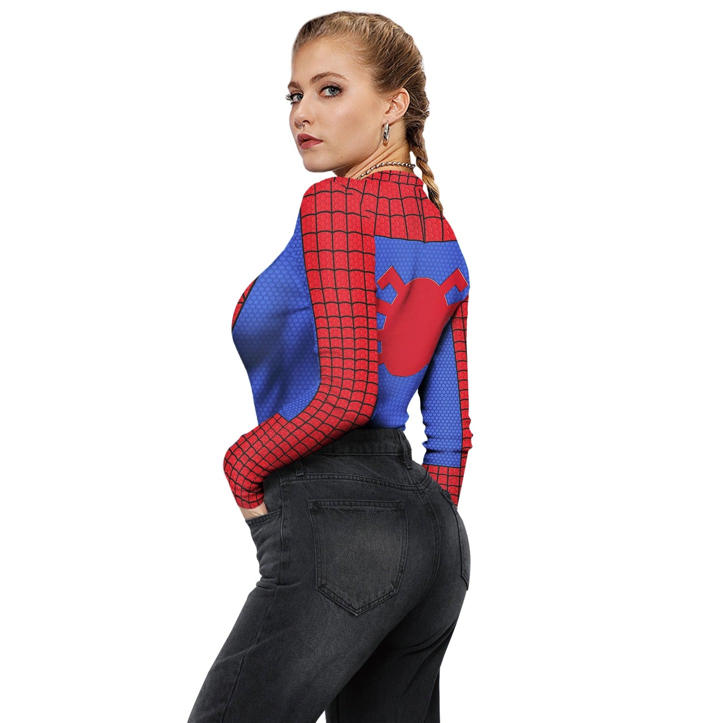 YESFASHION Halloween Spiderman Onesie Zip Inner Bodysuit Dress