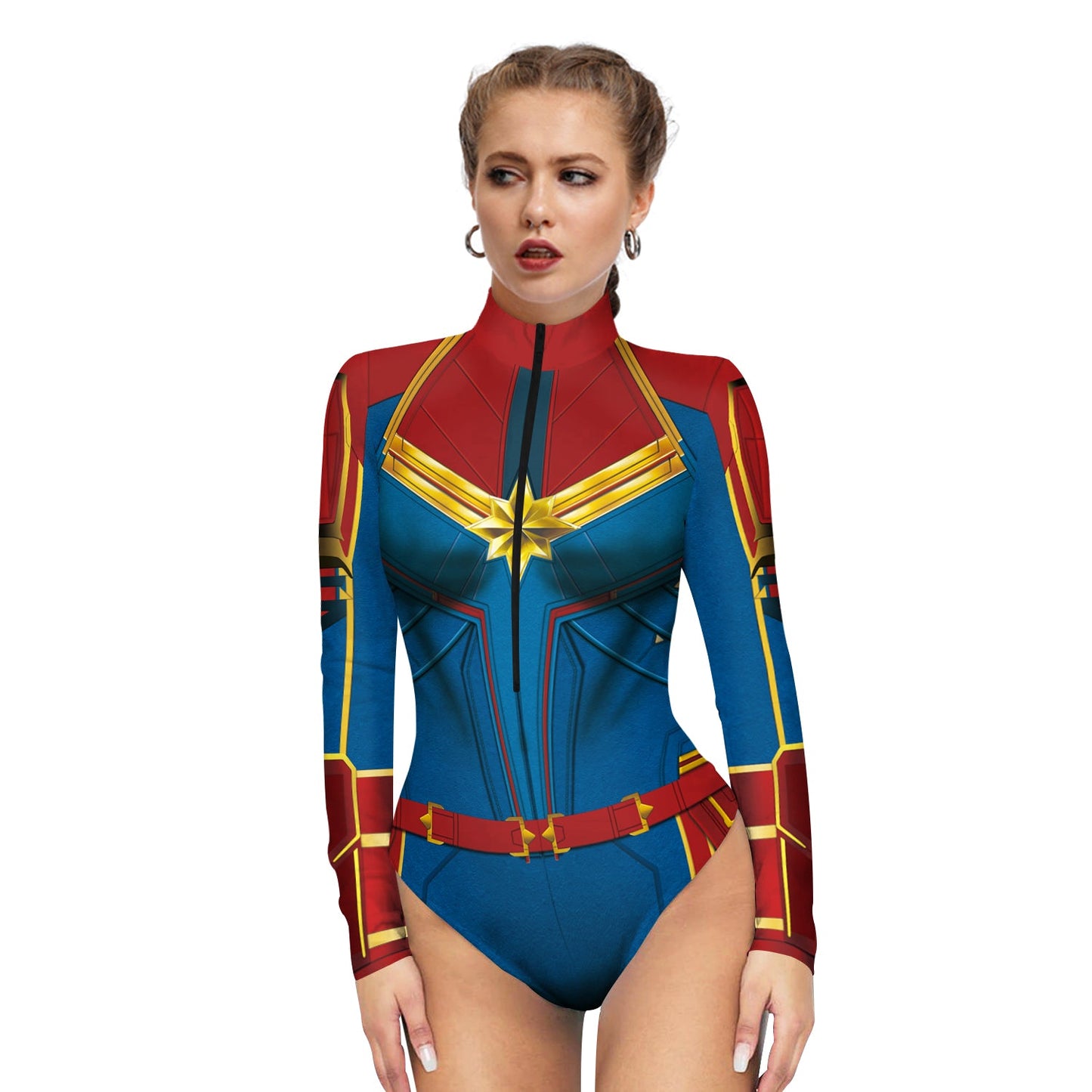 YESFASHION Halloween Spiderman Onesie Zip Inner Bodysuit Dress