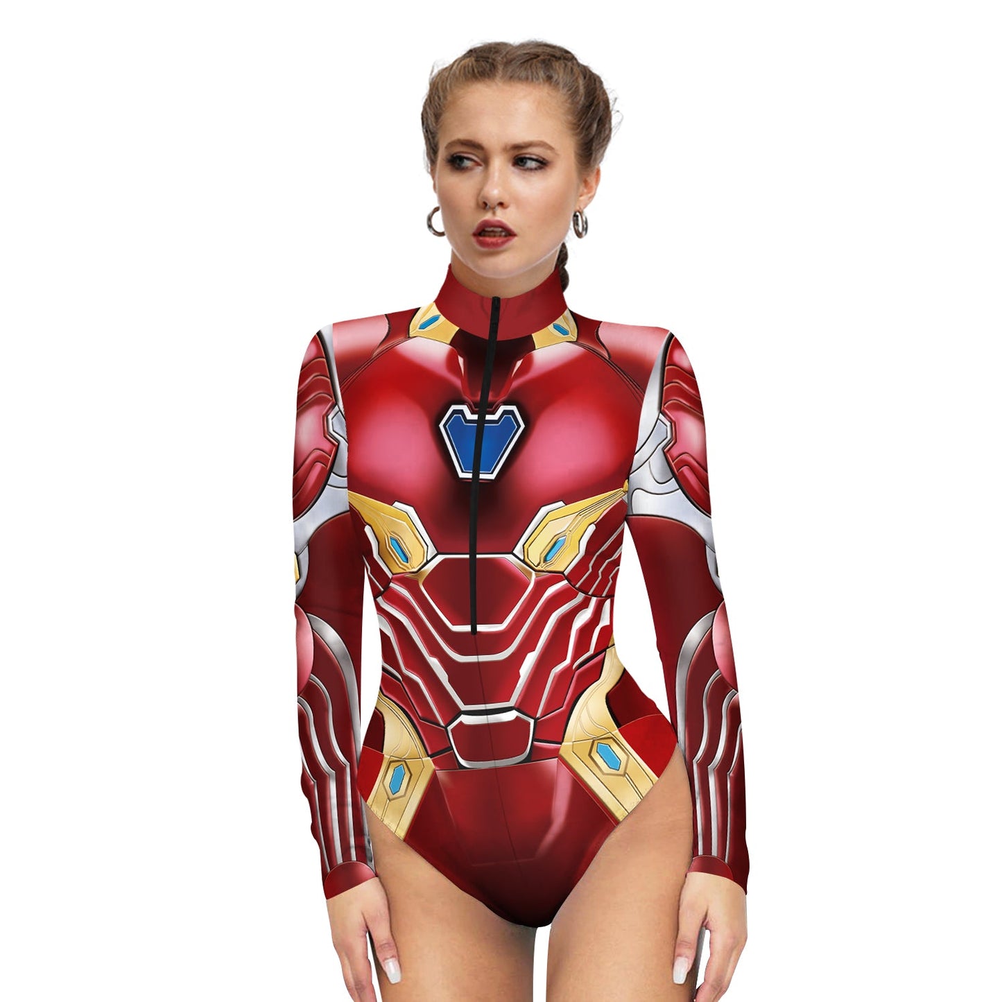 YESFASHION Halloween Spiderman Onesie Zip Inner Bodysuit Dress