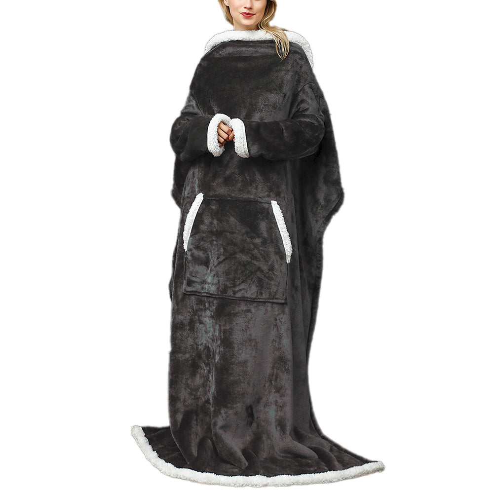 YESFASHION Lazy Tv Blanket Hooded Pullover Flange Lamb