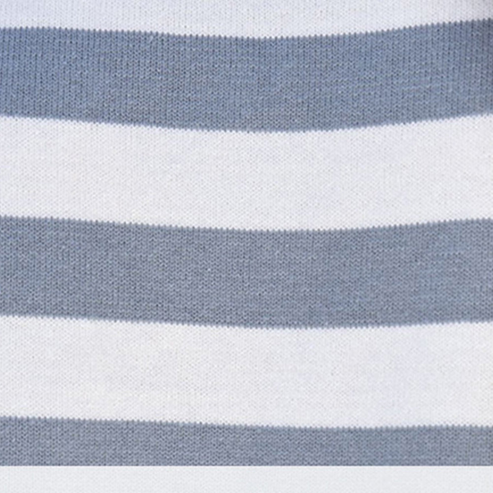 YESFASHION Winter Cotton Puff Sleeves Round Neck Striped Tops