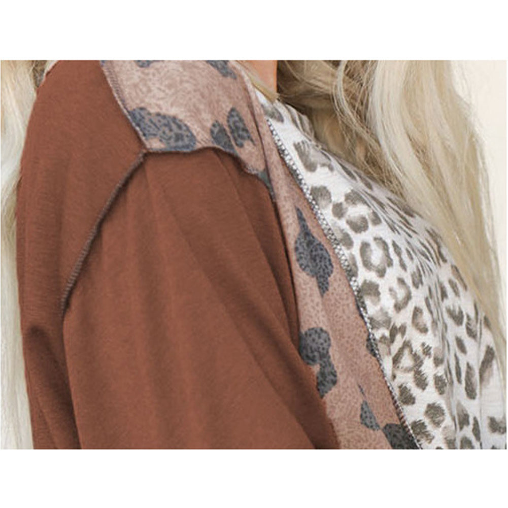 YESFASHION Leopard Print Loose Tops Women Sweaters