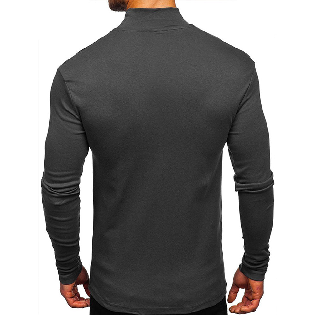 YESFASHION Men Thin Fleece Bottoming Shirt Long-sleeved T-shirt