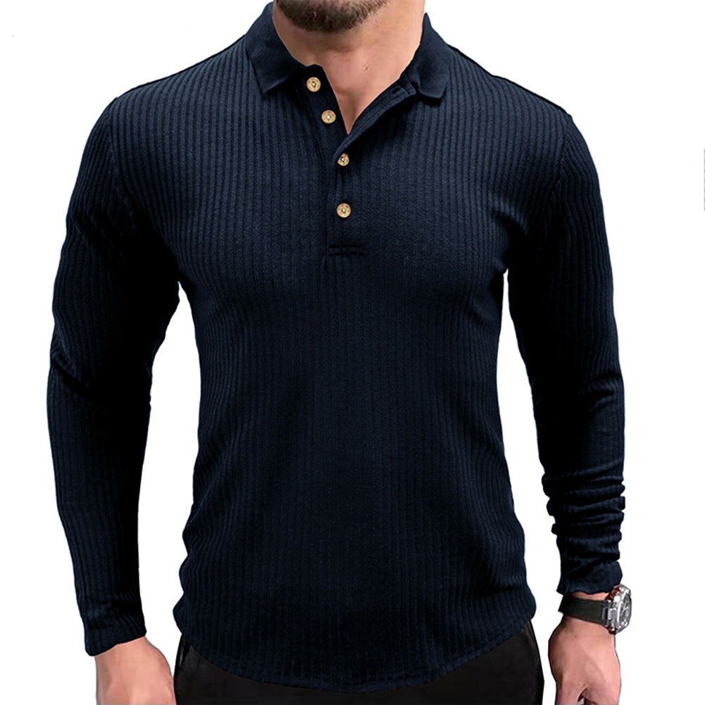YESFASHION Casual Lapel Long Sleeve Men T-shirt Men Shirts