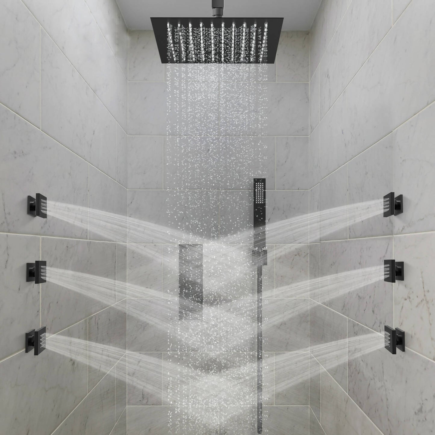 RelaxaJet 12" High-Pressure Rainfall Shower Faucet, Ceiling Mount, Rough in-Valve, 2.5 GPM