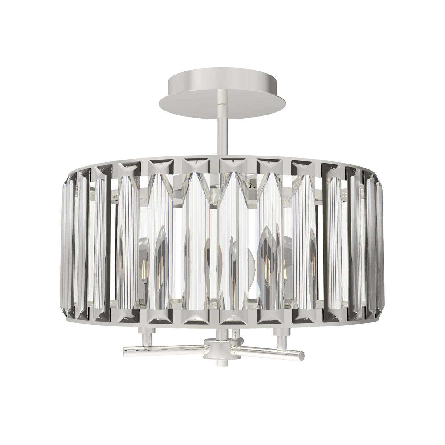 3-Light Crystal Semi Flush Mount Ceiling Light