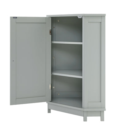 Triangle Corner Bathroom Cabinet With Adjustable Shelf, Storage Unit - Gray