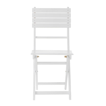 Outdoor Foldable Wood Dining Chair With Slat Design (Set of 2)