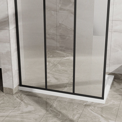 Shower Door With Center Mirror And Fluted Panels