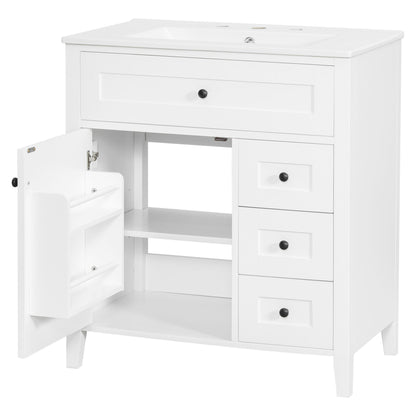 Bathroom Vanity With Sink, 3 Drawers And Adjustable Shelf