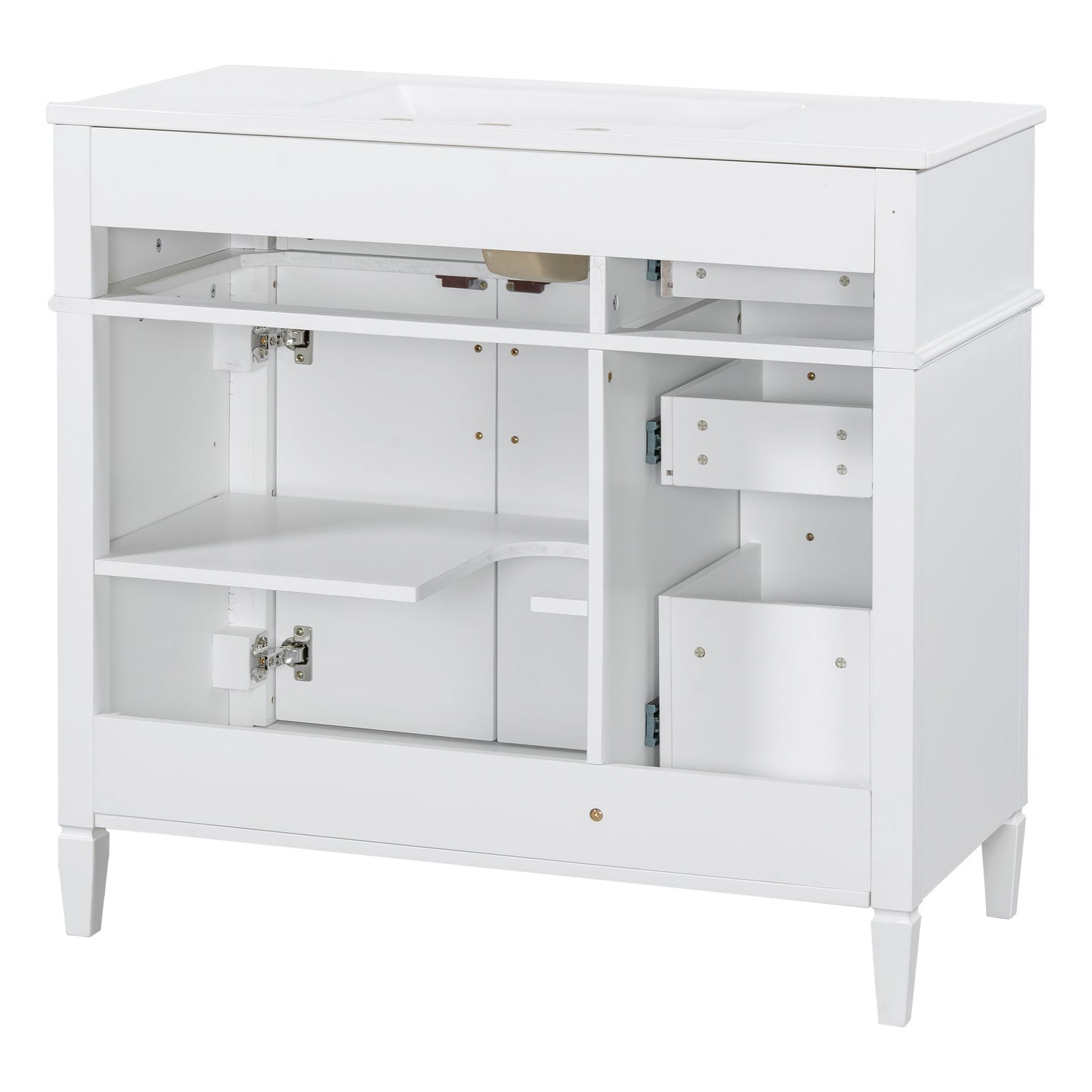 Bathroom Vanity With Sink, 4 Drawers, 2 Doors