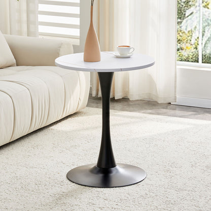 Round Dining Table With Thickened Engineered Wood Top And Metal Pedestal, 23.6" Diameter For Kitchen, Living Room, Small Spaces