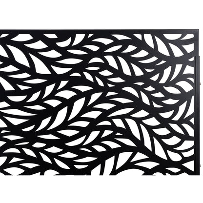 Outdoor & Indoor Privacy Screen Metal Privacy Screen, Freestanding Decorative Privacy Screen For Deck Balcony Patio - Black