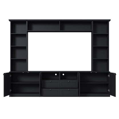Farmhouse Elegant Entertainment Center Wall Unit With 4 Drawers