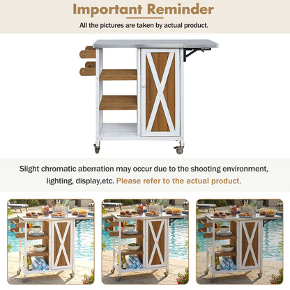 Foldable Outdoor Kitchen Island With Storage Cabinet