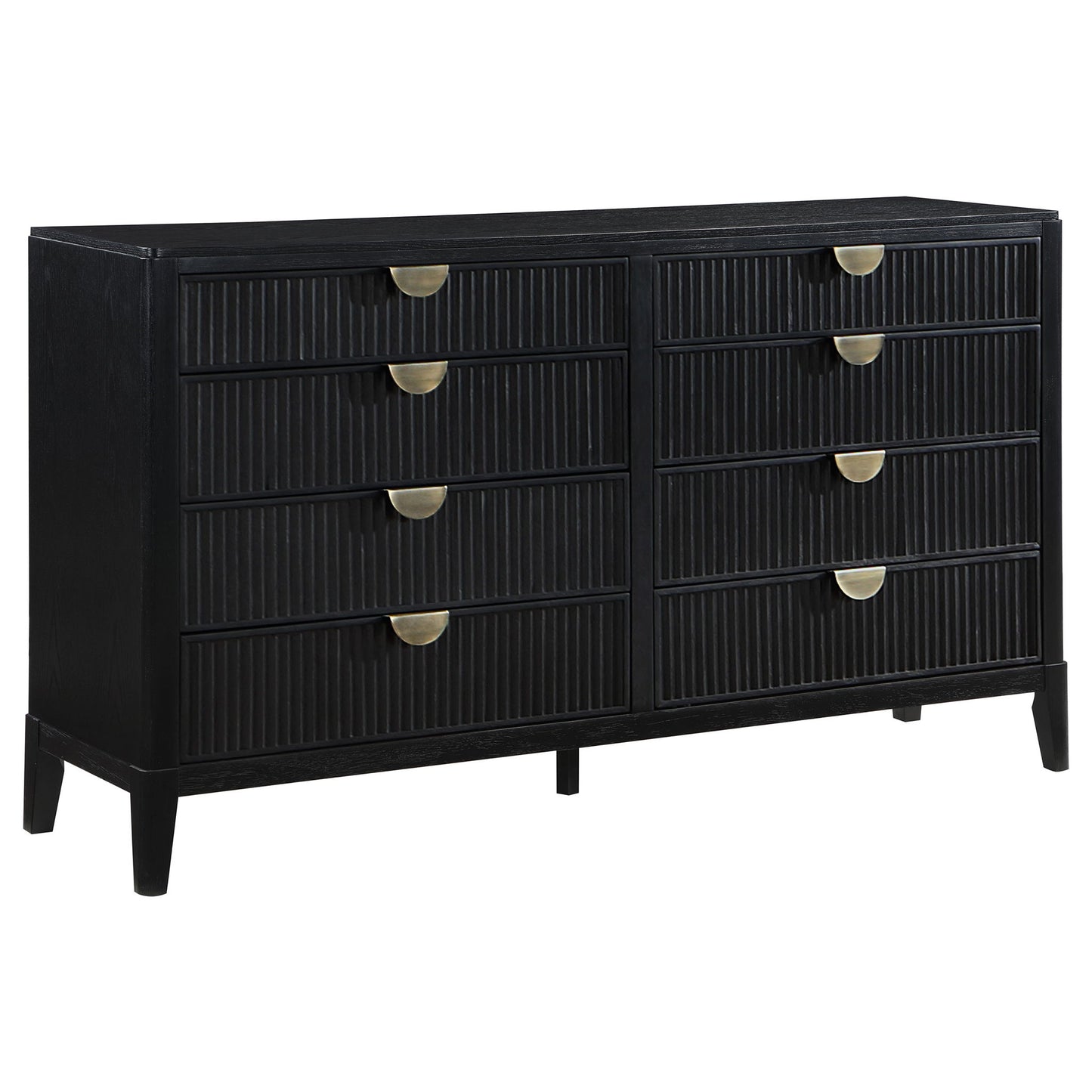 California King 5 Piece Bedroom Set With Fluted Detailing - Black