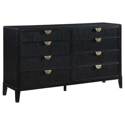 California King 5 Piece Bedroom Set With Fluted Detailing - Black
