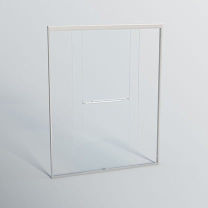 Double Sliding Shower Door, Semi-Frameless Bypass Bathroom Sliding Door With 1/4" (6 Mm) Tempered Glass For Walk-In Shower