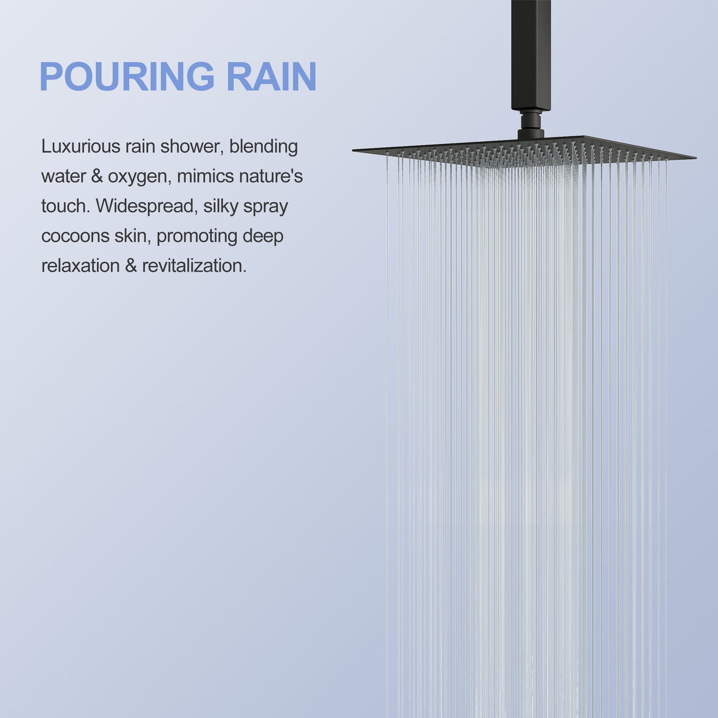 Modern 10" Square Rainfall Shower Head & Stainless Steel Wall Or Ceiling Mount Luxury Spa Shower Panel