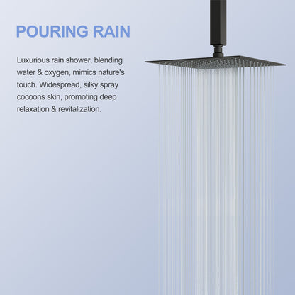 Modern 10" Square Rainfall Shower Head & Stainless Steel Wall Or Ceiling Mount Luxury Spa Shower Panel