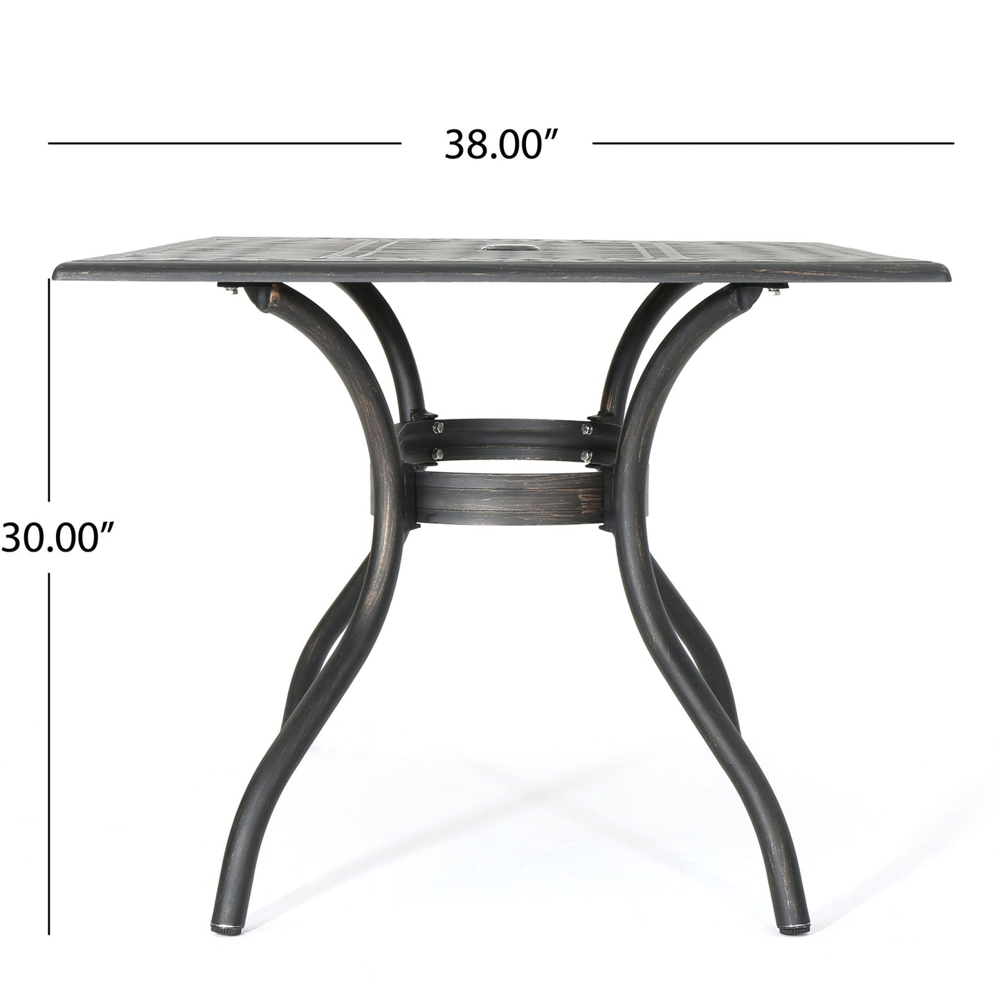 Enchantia - Outdoor Rectangular Dining Table With Weave Tabletop And Flared Legs - Copper