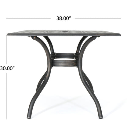 Enchantia - Outdoor Rectangular Dining Table With Weave Tabletop And Flared Legs - Copper