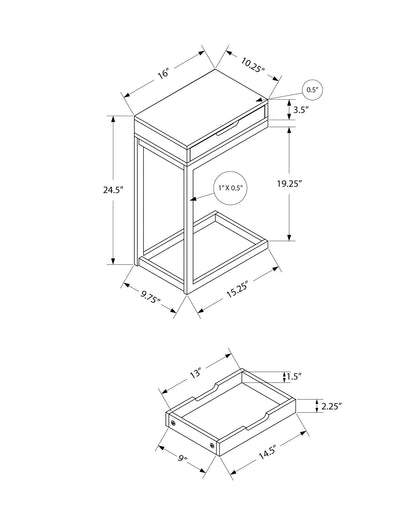 Accent Table, C - Shaped Contemporary & Modern Elegant Design