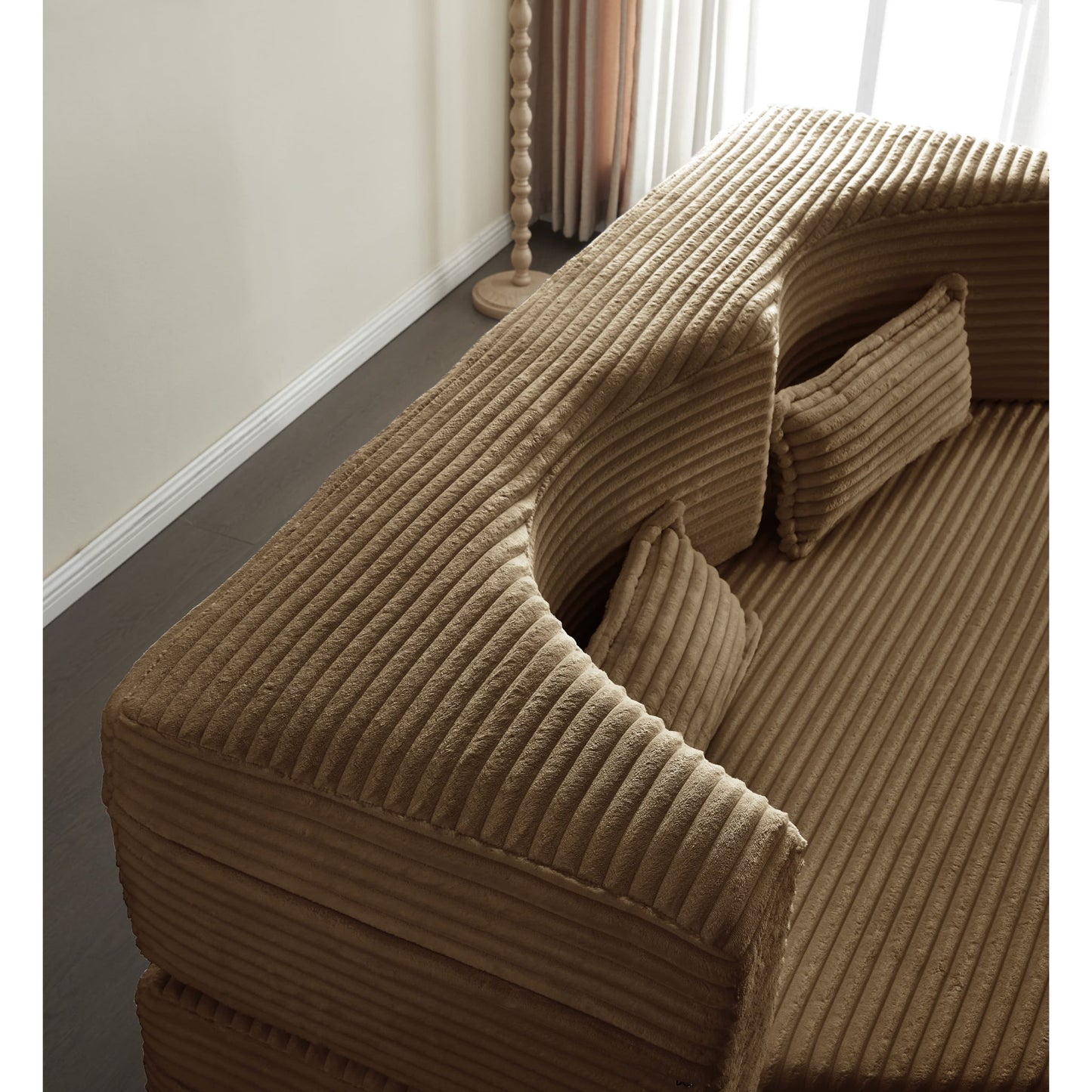 Floor Convertible Sleeper Sofa Bed With 2 Pillows