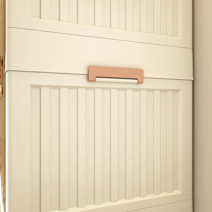 Portable Wardrobe Closet Storage Organizer With 9 Magnetic Doors - Cream White