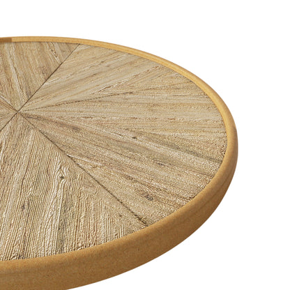 Round End Table With Pedestal Base - Natural Wood