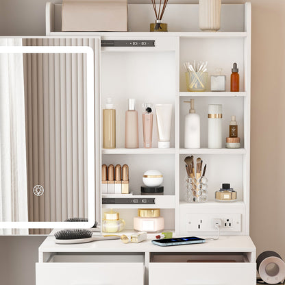Small Makeup Vanity Desk With Adjustable LED Lights