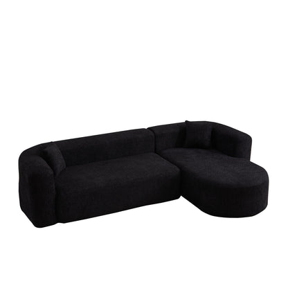 L - Shape Boneless Cloud Couch With 2 Throw Pillows For Living Room